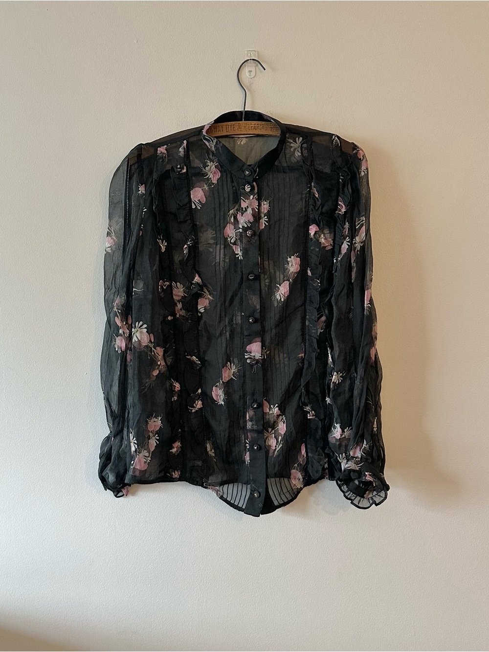 Zimmermann Dancer Frill Black Floral Sheer Ruffle Top 1 Romantic Blouse
Size 1